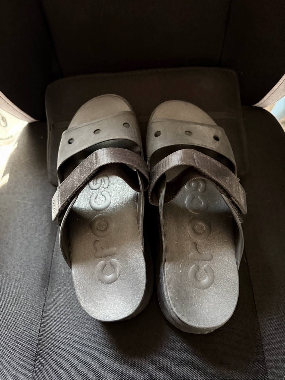 CROCS Women Black Dual-Strap Slide Sandals